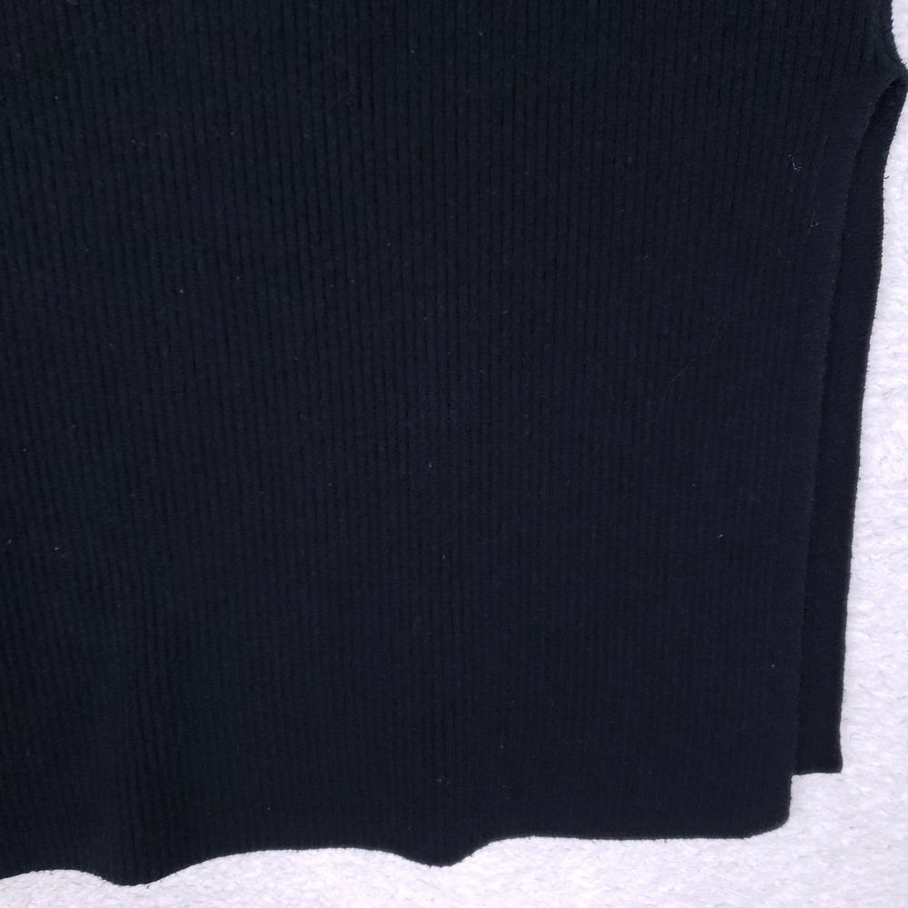 Abercrombie & Fitch Black Ribbed Side Slit Midi Skirt M Black - Picture 11 of 11